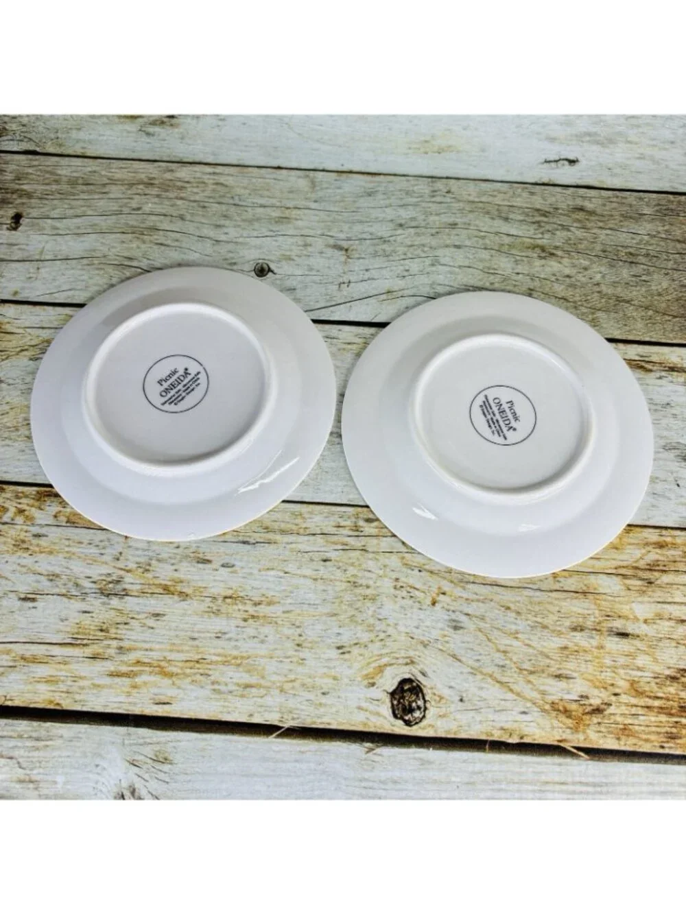Oneida PICNIC White Embossed Basket Weave Stoneware 6